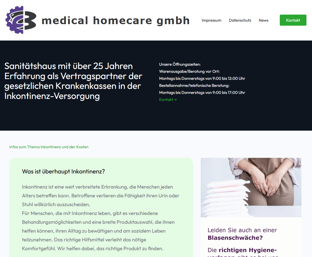 Medical Homecare GmbH Webseite Screenshot