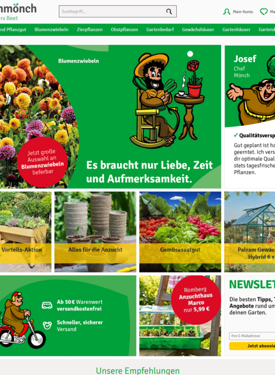 Gartenmönch Online Shop Screenshot