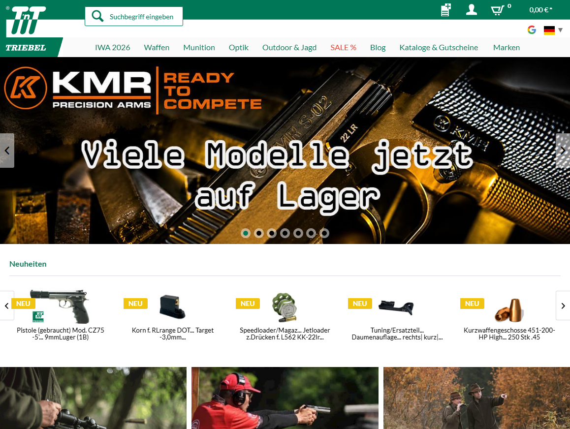 Sportwaffen Triebel Webseite Screenshot